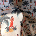 Vintage hawaii tiki fabric detail view