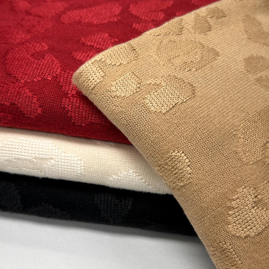 Oak leopard jacquard knit fabric