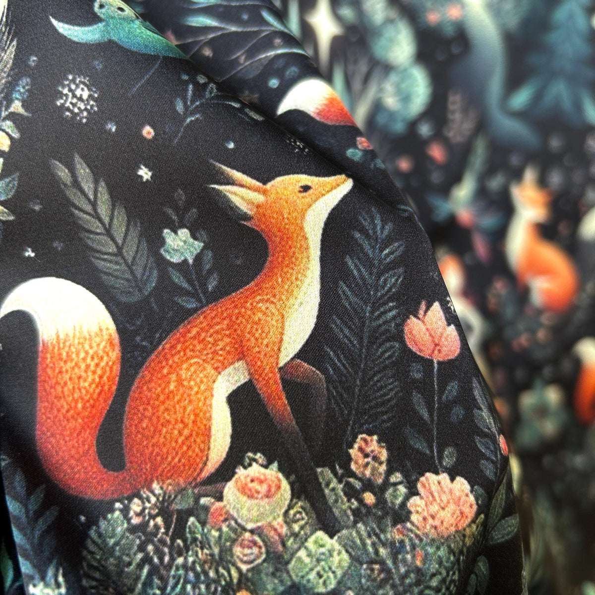 Fairytale forest princess and fox fabric draped view