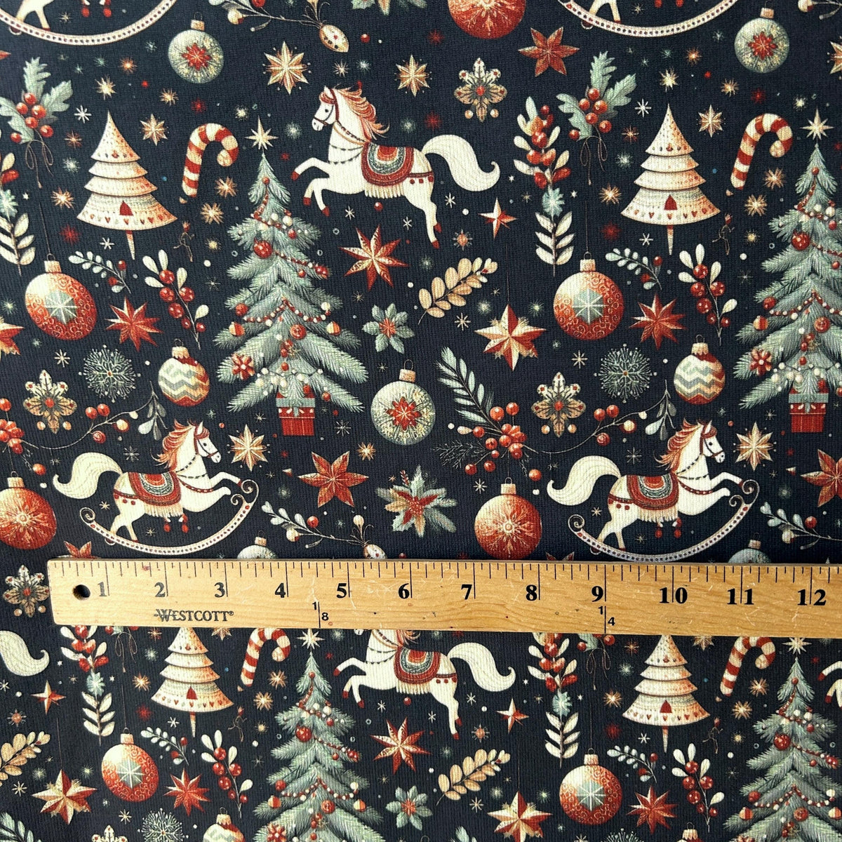 Santa christmas ornament fabric flat lay view