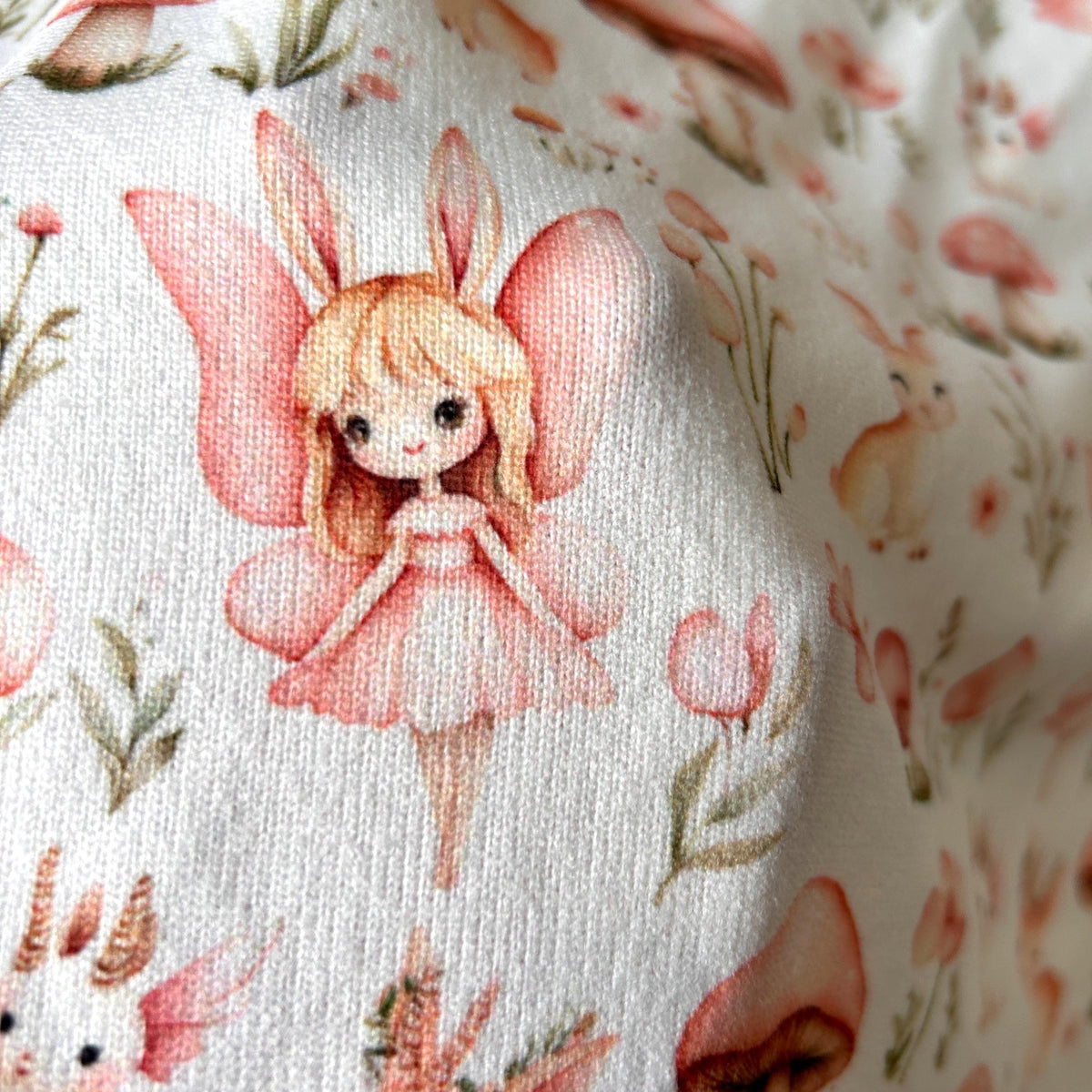 Wonderland fairy tale animal fabric detail view