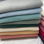 Brushed jacquard rib knit fabric draped view