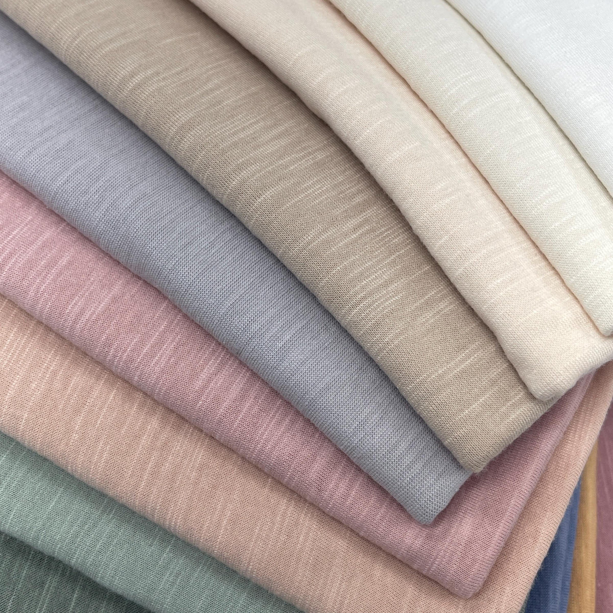 Kc slub jersey fabric flat lay view