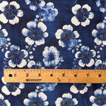 Nishigori indigo shibori floral fabric folded view