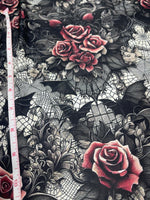 Whimsical gothic magic fabric close-up texture detail