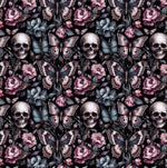 Floral gothic skull fabric alternate view 10
