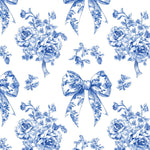French blue ribbon toile fabric