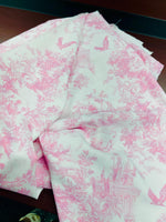 Pink english garden toile fabric detail view