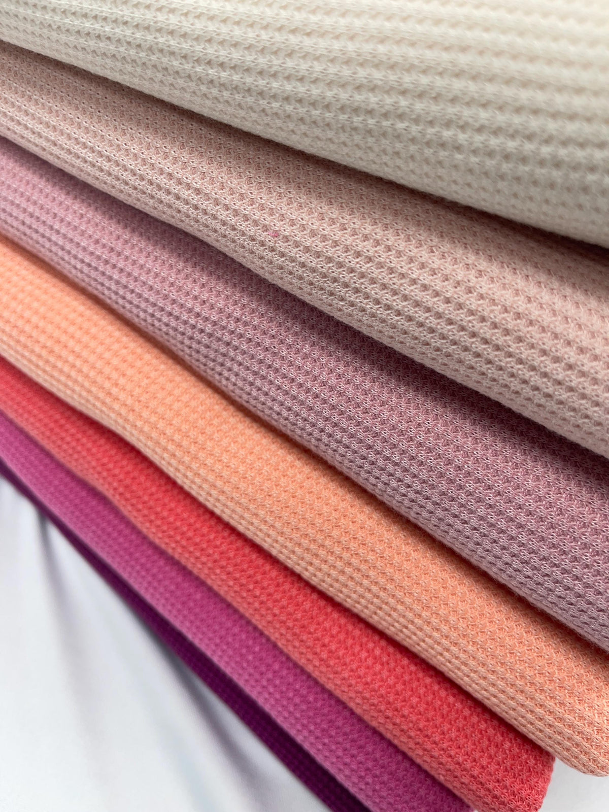 Waffle Knit Thermo PD Fabric in Warm Pink Tones — fabric by the yard — additional view
