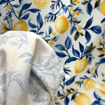 Italian lemon tree fabric flat lay view