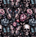 Floral gothic skull fabric