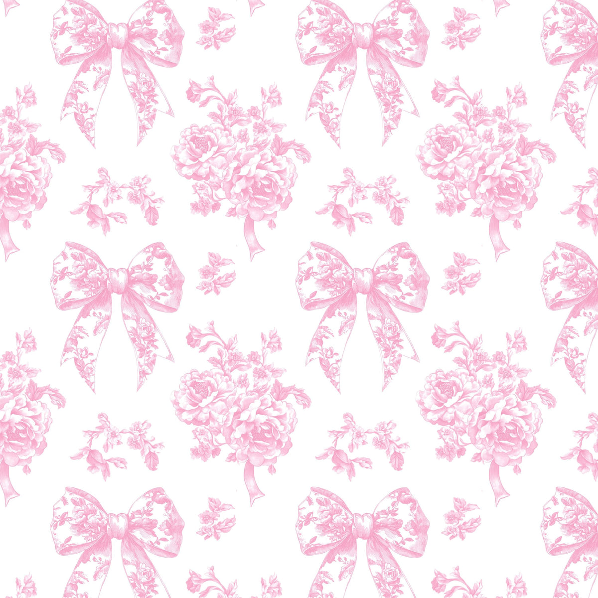 French blue ribbon toile fabric detail view