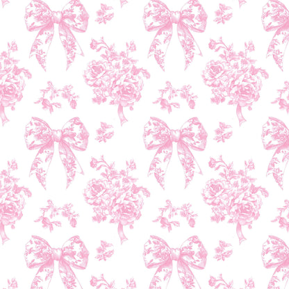 French blue ribbon toile fabric detail view