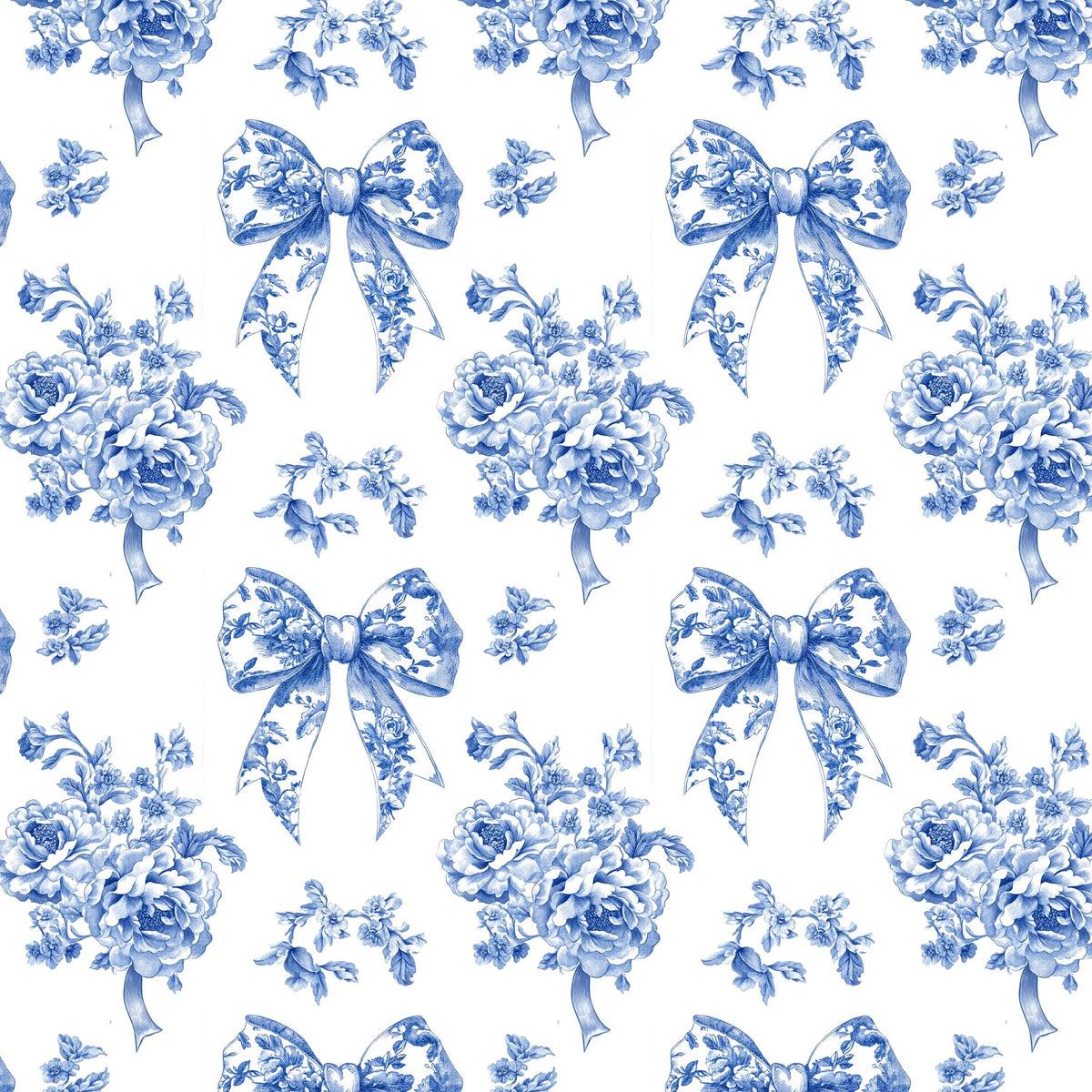French blue ribbon toile fabric alternate view 9