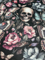 Floral gothic skull fabric alternate angle view
