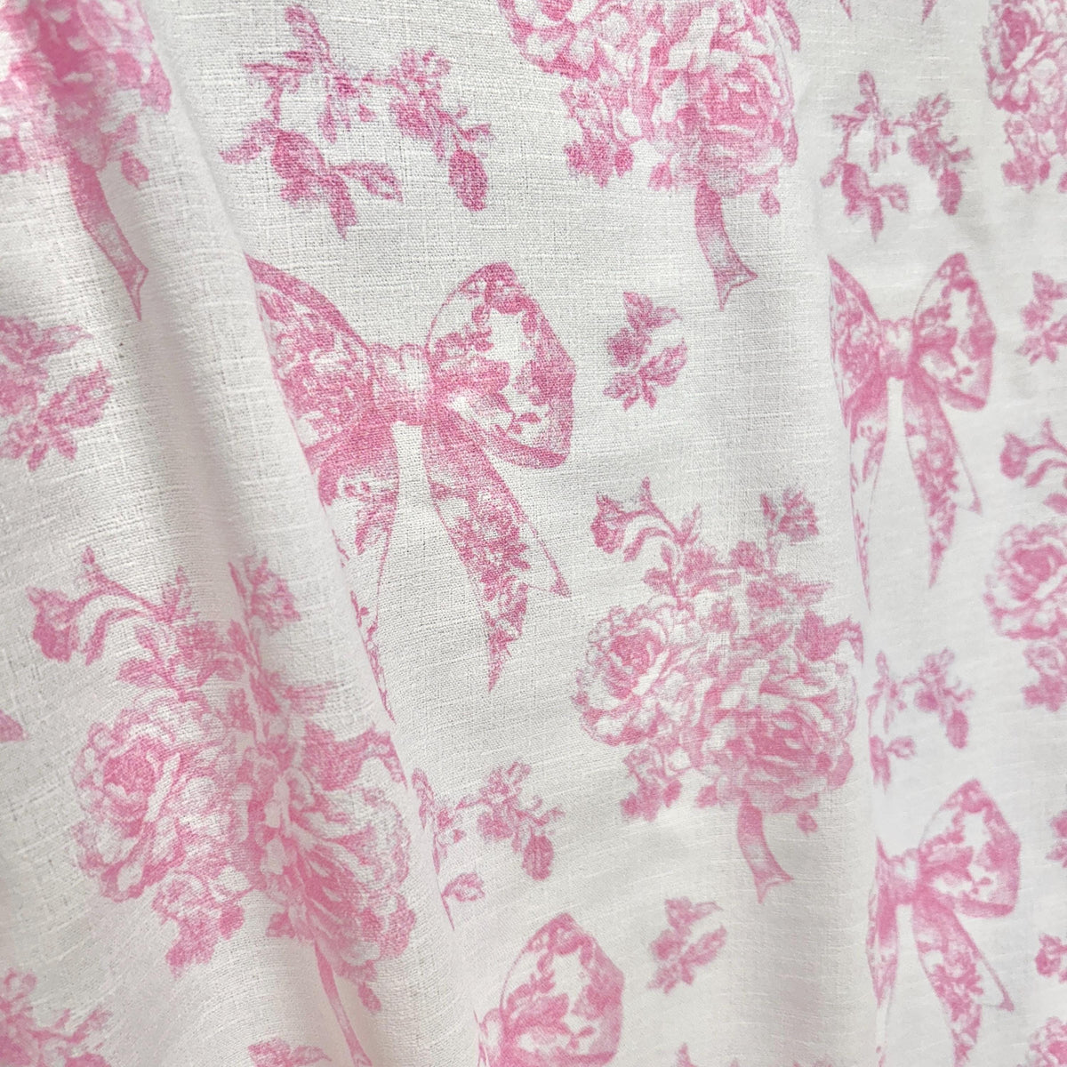 French blue ribbon toile fabric alternate angle view