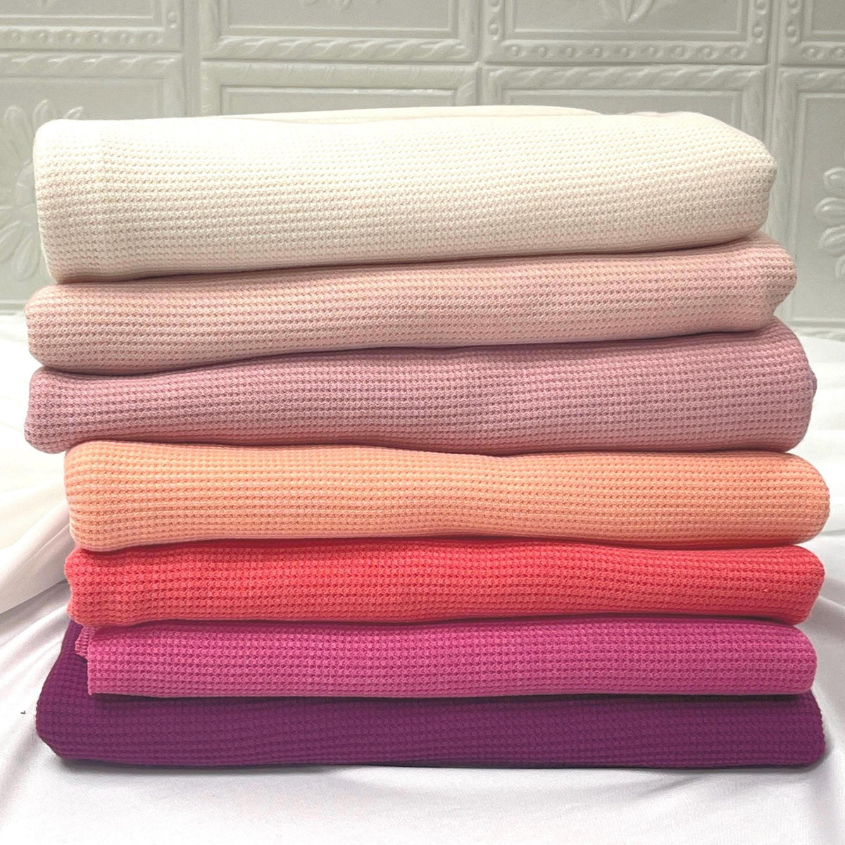 Waffle Knit Thermo PD Fabric in Warm Pink Tones — fabric by the yard