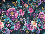 Gothic romance dark floral fabric detail view