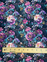 Gothic romance dark floral fabric folded view