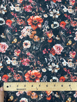 French noir dark floral fabric flat lay view