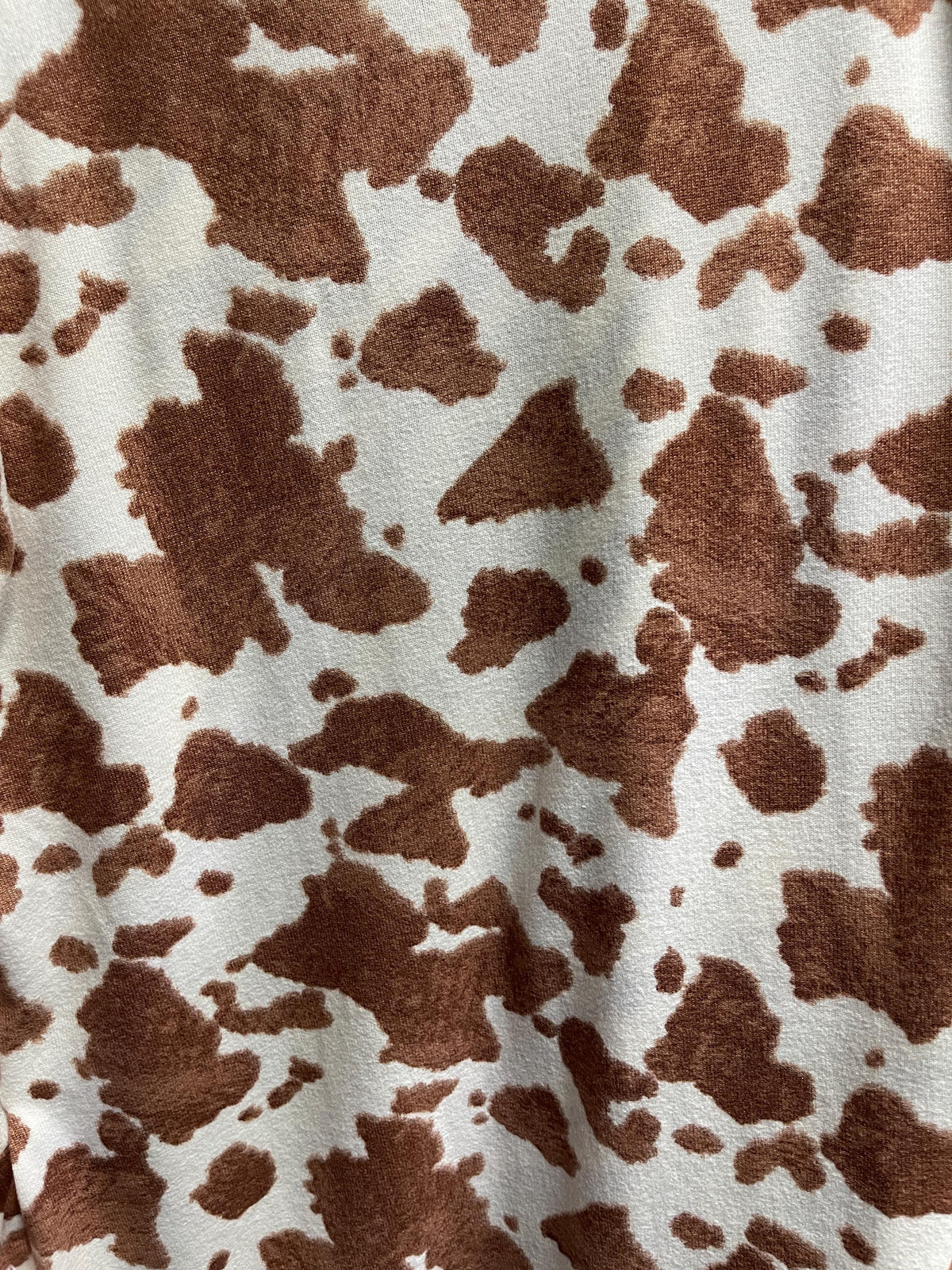 Boho highland cow fabric flat lay view