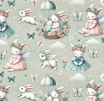 Whimsical bunny fairy nursery fabric
