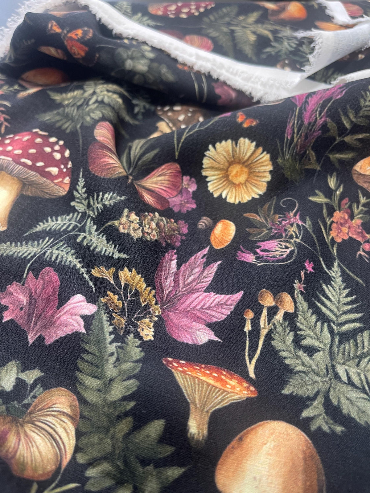 Rustic mushroom botanical fabric alternate view 10