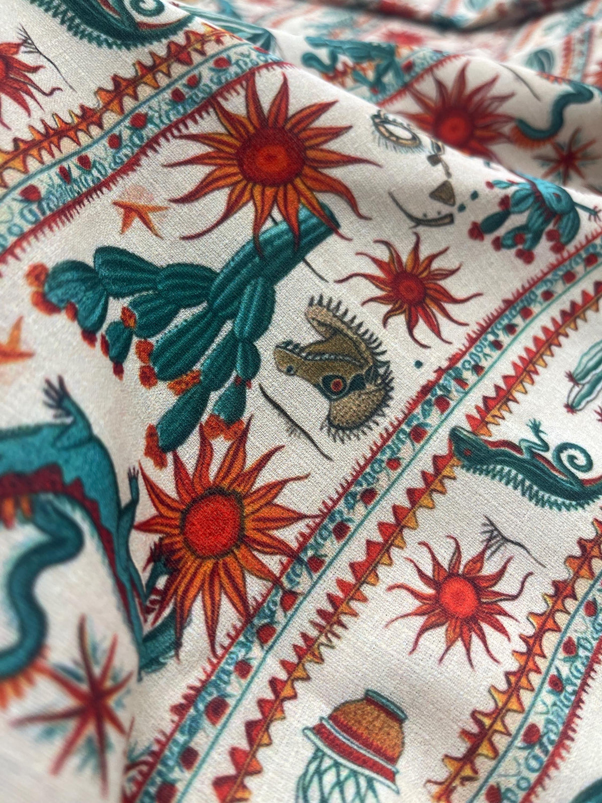 Mexican desert southwestern fabric draped view