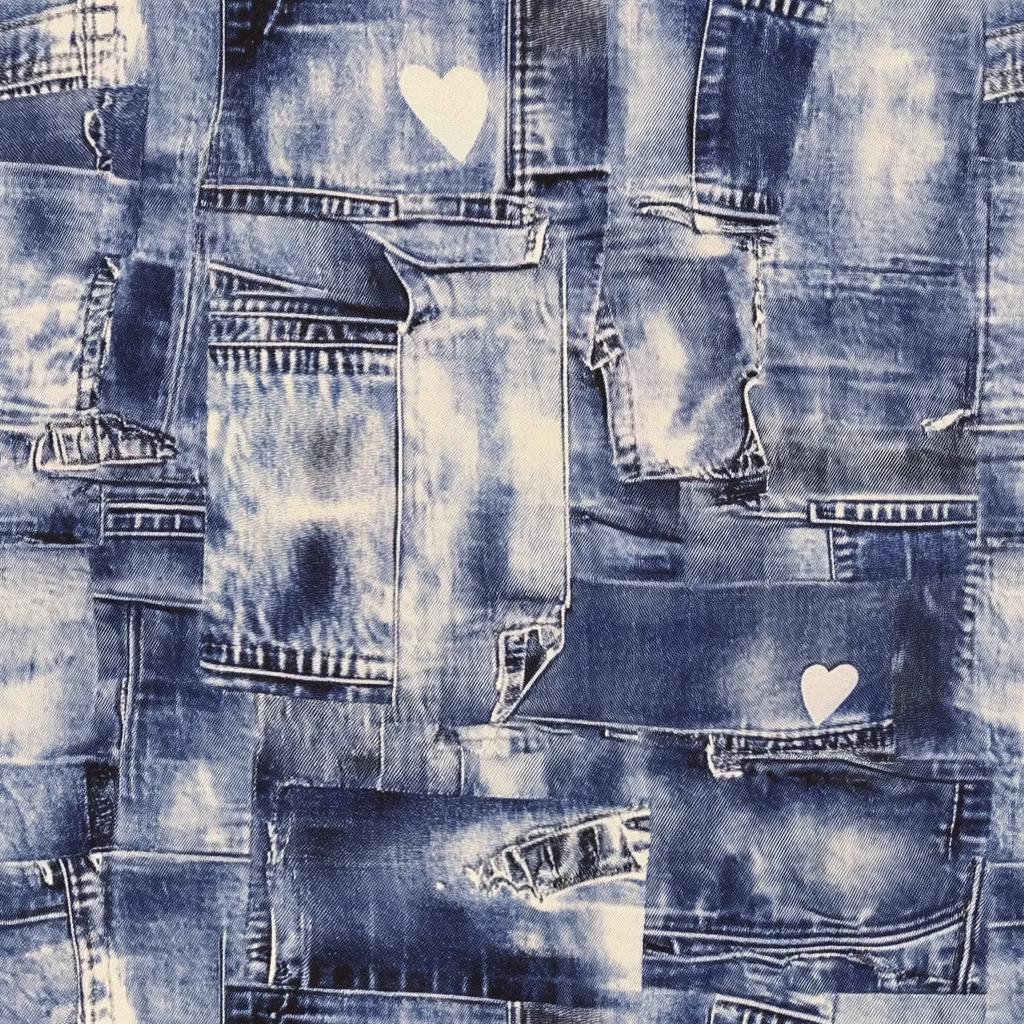 Patchwork denim print fabric