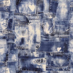 Patchwork denim print fabric