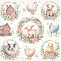 Watercolor farm barnyard nursery fabric