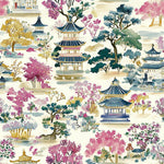 East asian pagoda scenic fabric draped view