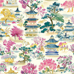 East asian pagoda scenic fabric