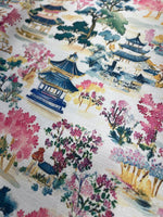 East asian pagoda scenic fabric close-up texture detail