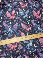 Night dragon safari nursery fabric flat lay view