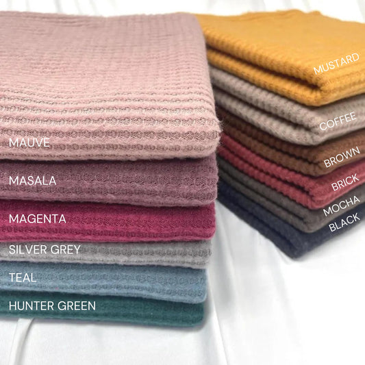Waffle brush poly blend fabric