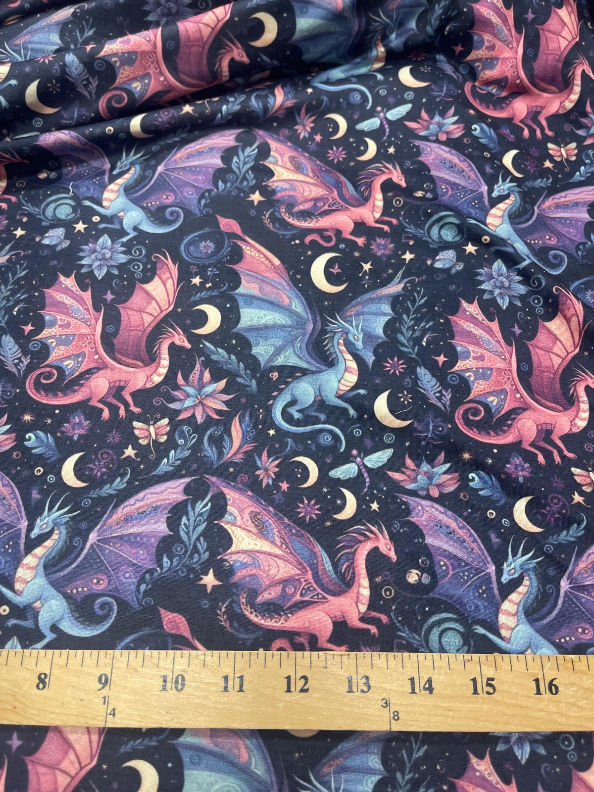 Night dragon safari nursery fabric detail view