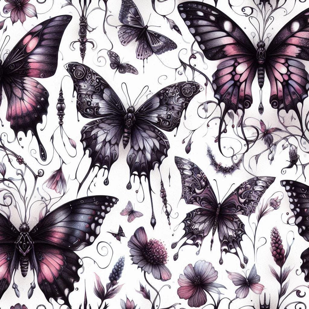 Vintage gothic butterfly fabric close-up texture detail