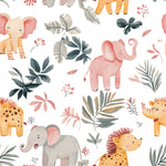 Watercolor safari animals nursery fabric draped view