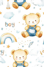 Cute baby bear nursery fabric draped view