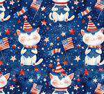 Patriotic kitten 4th of july fabric close-up texture detail