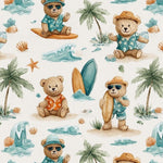 Beach bear summer nursery fabric