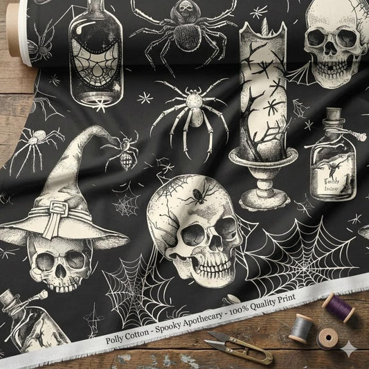 Vintage halloween spooky fabric