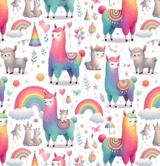 Watercolor llama nursery fabric