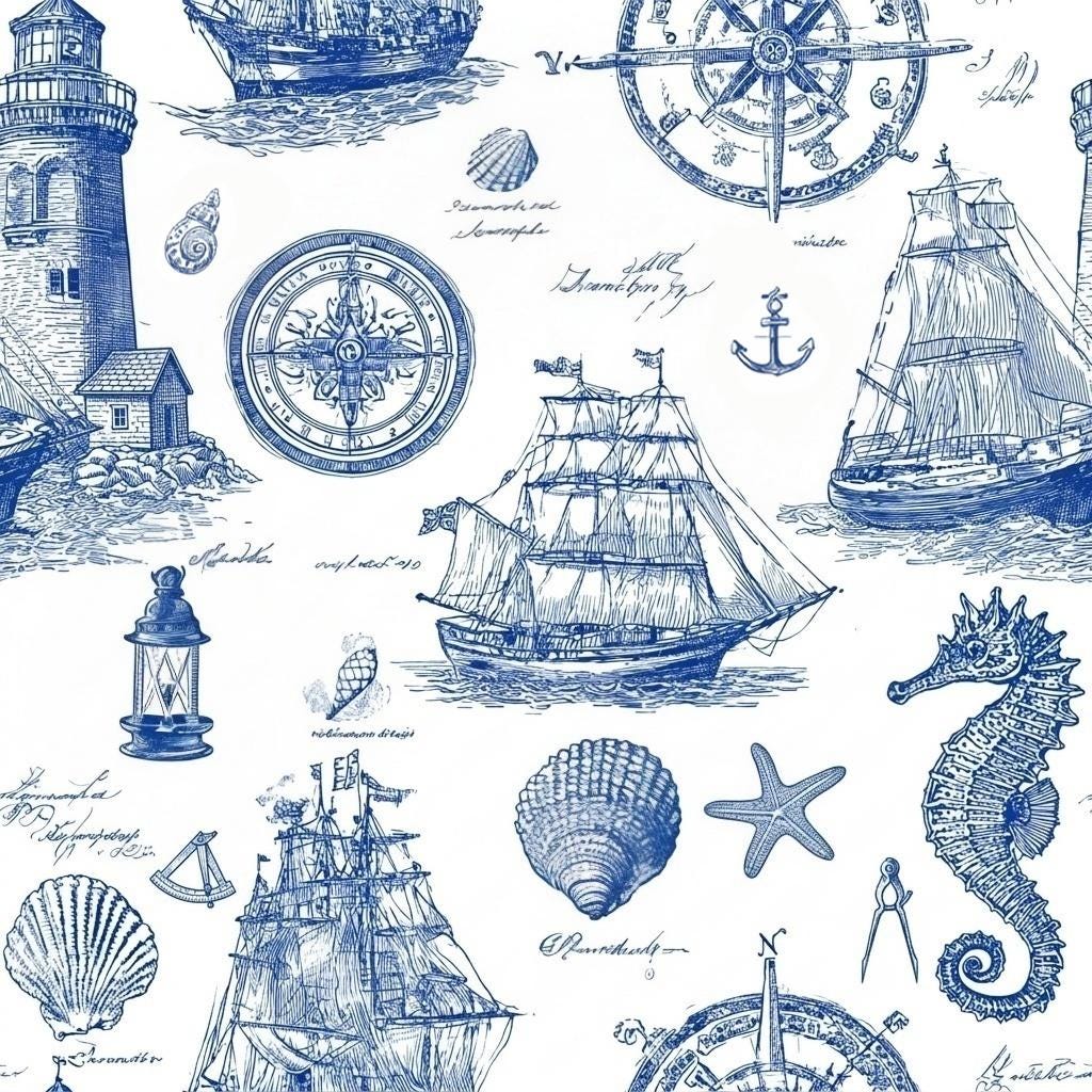 Retro ocean lettering fabric close-up texture detail