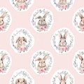 Pink bunny woodland nursery fabric