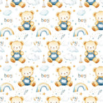 Cute baby bear nursery fabric close-up texture detail