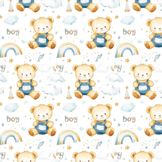 Cute baby bear nursery fabric