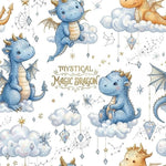 Watercolor dragon nursery fabric draped view