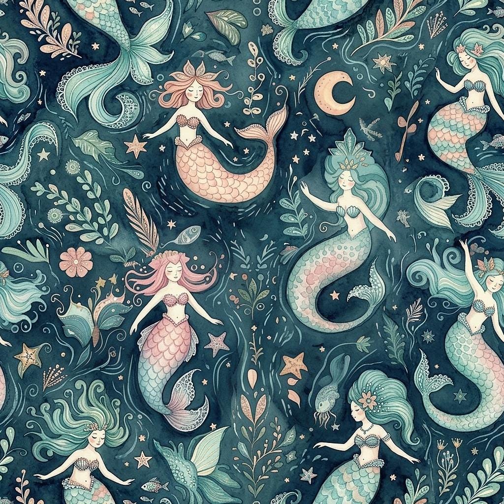 Magic mermaid nursery fabric